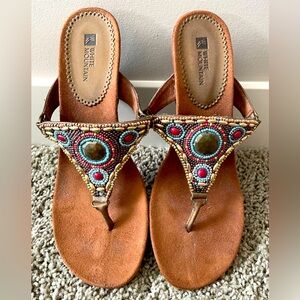 NWT White Mountain Beaded Wedge Sandals